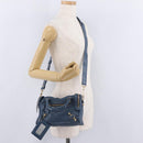BALENCIAGA Giant Mini cCty Hand Bag Leather 2way Blue Gold 309544 Auth 204329M-31