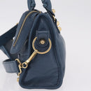 BALENCIAGA Giant Mini cCty Hand Bag Leather 2way Blue Gold 309544 Auth 204329M-4