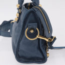 BALENCIAGA Giant Mini cCty Hand Bag Leather 2way Blue Gold 309544 Auth 204329M-5