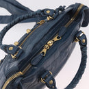 BALENCIAGA Giant Mini cCty Hand Bag Leather 2way Blue Gold 309544 Auth 204329M-6