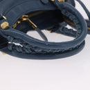 BALENCIAGA Giant Mini cCty Hand Bag Leather 2way Blue Gold 309544 Auth 204329M-7