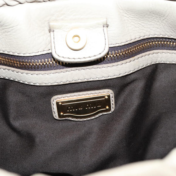 Miu Miu Hand Bag Leather 2way Beige Gold Auth 204331V