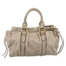 Miu Miu Hand Bag Leather 2way Beige Gold Auth 204331V-13