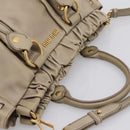 Miu Miu Hand Bag Leather 2way Beige Gold Auth 204331V-6