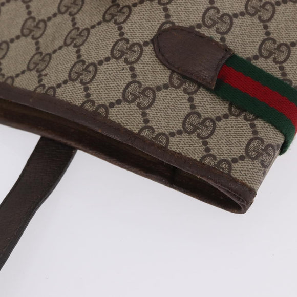 GUCCI GG Supreme Web Sherry Line Tote Bag PVC Beige Gold 39 02 091 Auth 204333