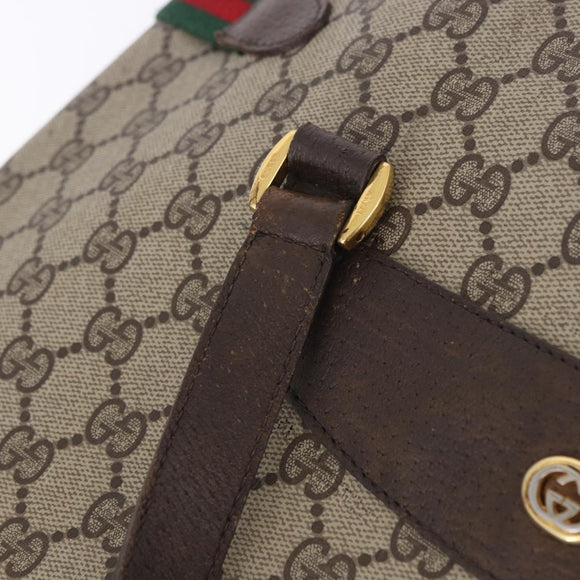 GUCCI GG Supreme Web Sherry Line Tote Bag PVC Beige Gold 39 02 091 Auth 204333