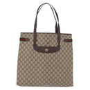 GUCCI GG Supreme Web Sherry Line Tote Bag PVC Beige Gold 39 02 091 Auth 204333-2