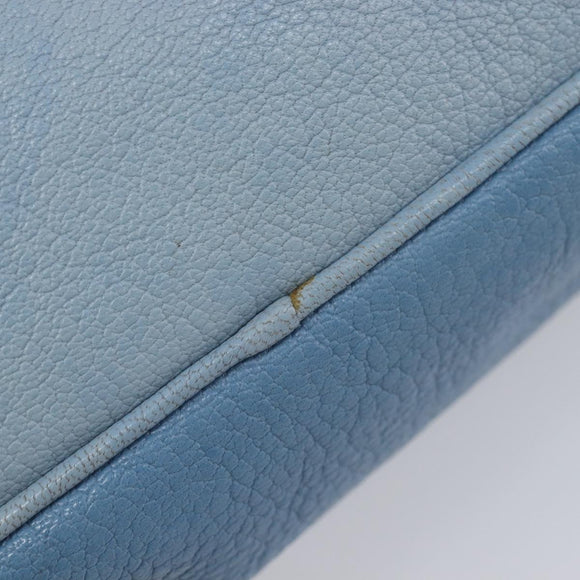 Miu Miu Shoulder Bag Leather Gold Light Blue Auth 204334A