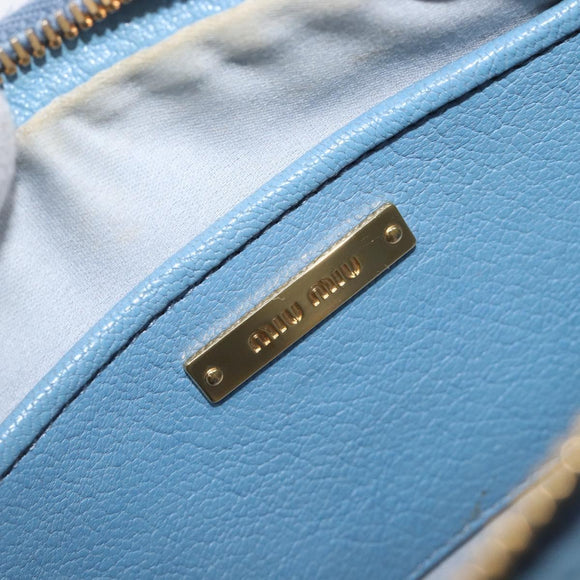 Miu Miu Shoulder Bag Leather Gold Light Blue Auth 204334A