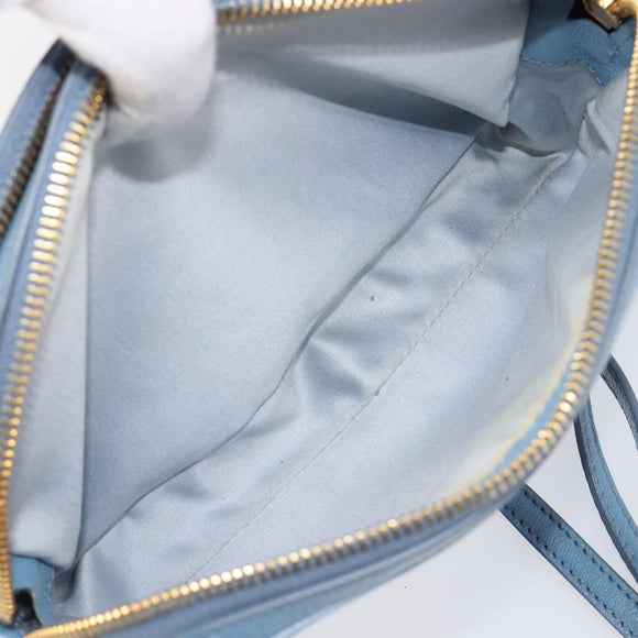 Miu Miu Shoulder Bag Leather Gold Light Blue Auth 204334A