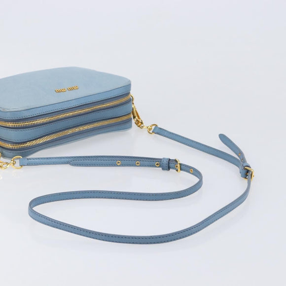 Miu Miu Shoulder Bag Leather Gold Light Blue Auth 204334A