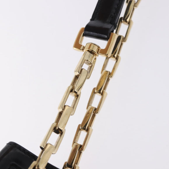 Salvatore Ferragamo Chain Shoulder Bag Patent leather Black Gold Auth 204336