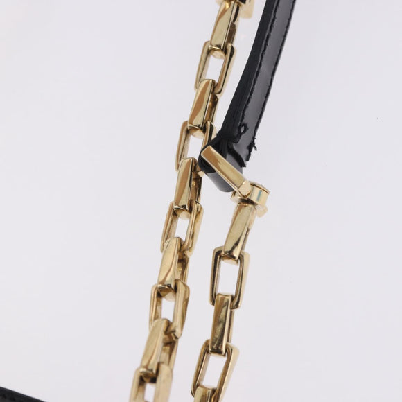 Salvatore Ferragamo Chain Shoulder Bag Patent leather Black Gold Auth 204336