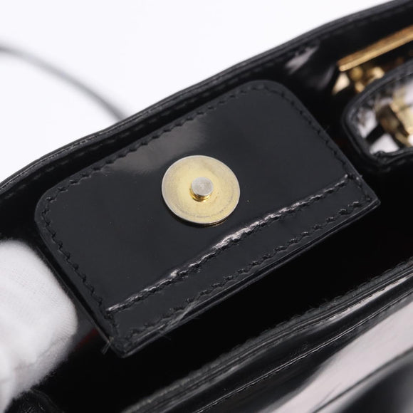 Salvatore Ferragamo Chain Shoulder Bag Patent leather Black Gold Auth 204336