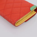CHANEL CC Filigree Long Wallet Caviar Skin Red Gold CC Auth 204352M-10