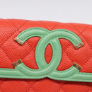 CHANEL CC Filigree Long Wallet Caviar Skin Red Gold CC Auth 204352M-12