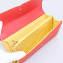 CHANEL CC Filigree Long Wallet Caviar Skin Red Gold CC Auth 204352M-14