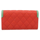 CHANEL CC Filigree Long Wallet Caviar Skin Red Gold CC Auth 204352M-3