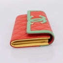 CHANEL CC Filigree Long Wallet Caviar Skin Red Gold CC Auth 204352M-5