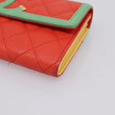 CHANEL CC Filigree Long Wallet Caviar Skin Red Gold CC Auth 204352M-8