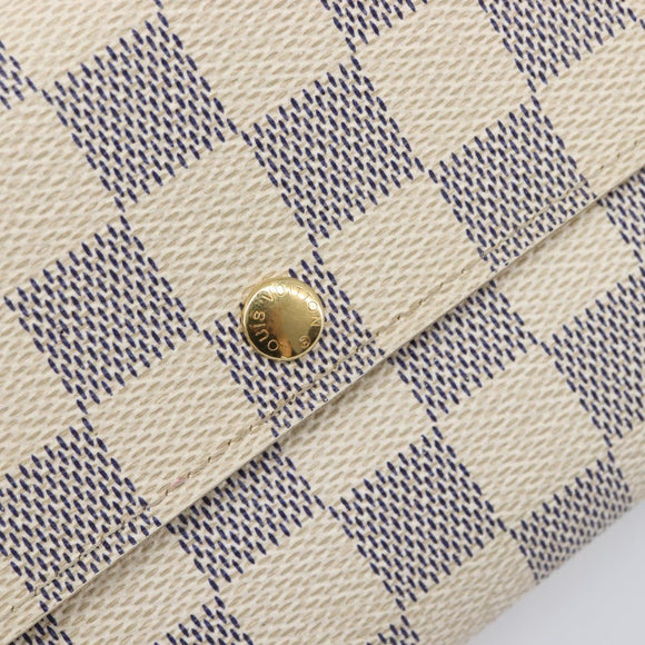 LOUIS VUITTON Damier Azur Portefeuille Sarah Long Wallet N61735 LV Auth 204357A
