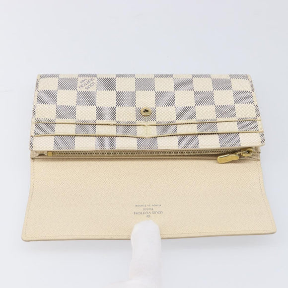 LOUIS VUITTON Damier Azur Portefeuille Sarah Long Wallet N61735 LV Auth 204357A