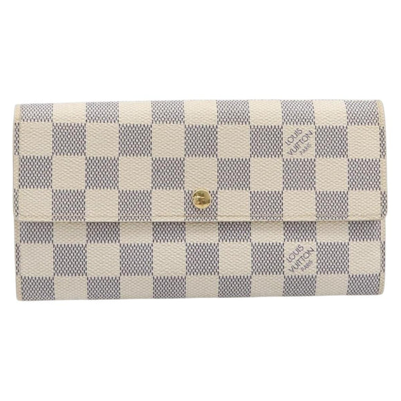 LOUIS VUITTON Damier Azur Portefeuille Sarah Long Wallet N61735 LV Auth 204357A