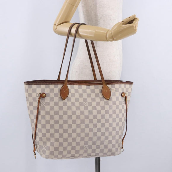 LOUIS VUITTON Damier Azur Neverfull MM Tote Bag N41605 LV Auth 204358