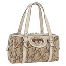 GUCCI Hand Bag Canvas Beige Gold 170009 Auth 204360V-1