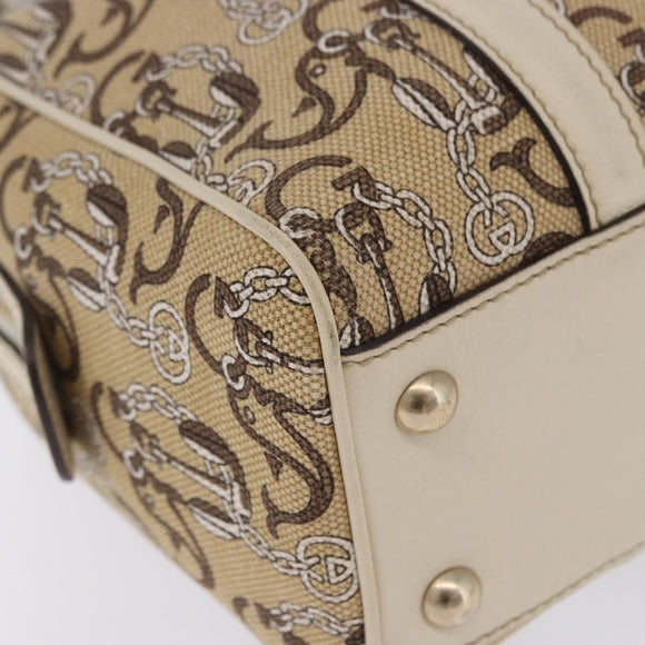 GUCCI Hand Bag Canvas Beige Gold 170009 Auth 204360V