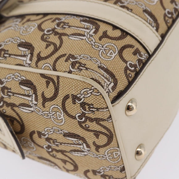 GUCCI Hand Bag Canvas Beige Gold 170009 Auth 204360V