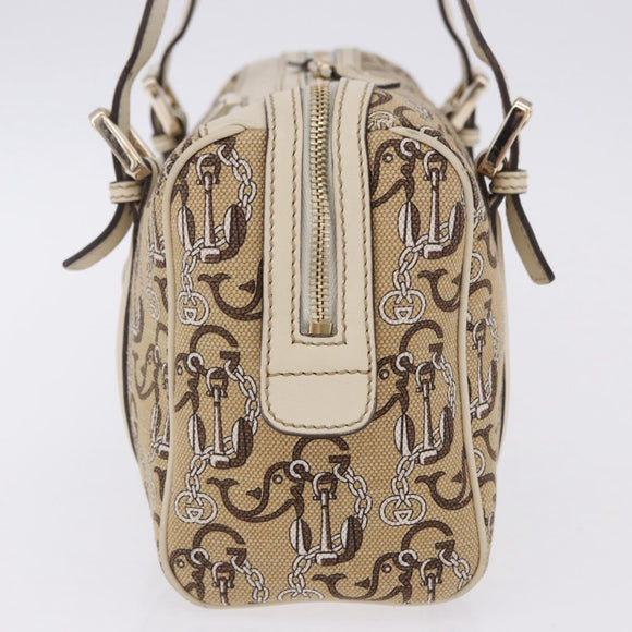 GUCCI Hand Bag Canvas Beige Gold 170009 Auth 204360V