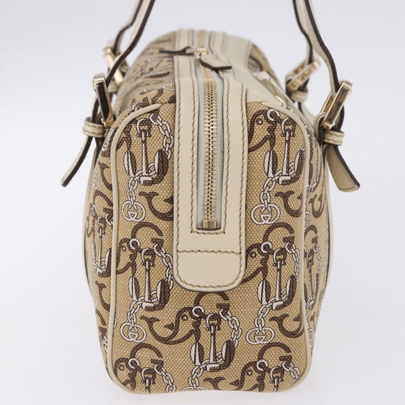 GUCCI Hand Bag Canvas Beige Gold 170009 Auth 204360V