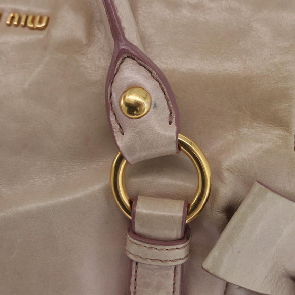 Miu Miu Hand Bag Vitellolux 2way Pink Gold Auth 204364A