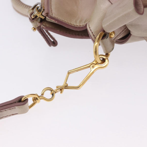 Miu Miu Hand Bag Vitellolux 2way Pink Gold Auth 204364A