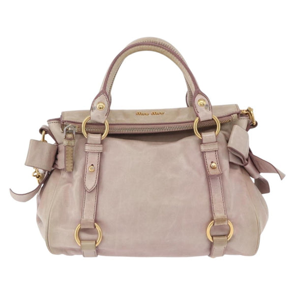 Miu Miu Hand Bag Vitellolux 2way Pink Gold Auth 204364A