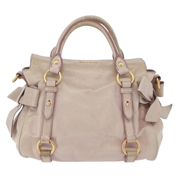 Miu Miu Hand Bag Vitellolux 2way Pink Gold Auth 204364A