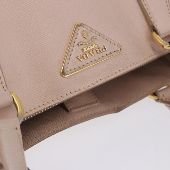 PRADA Galleria Hand Bag Safiano Pink Gold Auth 204365