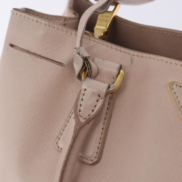 PRADA Galleria Hand Bag Safiano Pink Gold Auth 204365