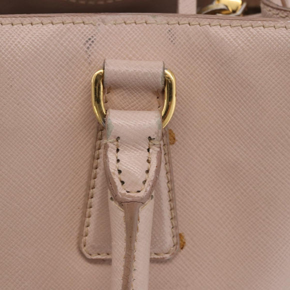 PRADA Galleria Hand Bag Safiano Pink Gold Auth 204365