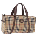Burberrys Nova Check Boston Bag Canvas Beige Gold Auth 204367-1