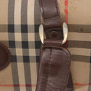 Burberrys Nova Check Boston Bag Canvas Beige Gold Auth 204367-11