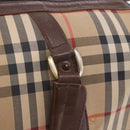 Burberrys Nova Check Boston Bag Canvas Beige Gold Auth 204367-18