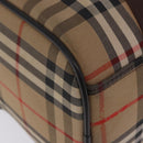 Burberrys Nova Check Boston Bag Canvas Beige Gold Auth 204367-19