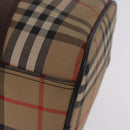 Burberrys Nova Check Boston Bag Canvas Beige Gold Auth 204367-20