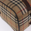 Burberrys Nova Check Boston Bag Canvas Beige Gold Auth 204367-21