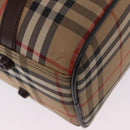 Burberrys Nova Check Boston Bag Canvas Beige Gold Auth 204367-22