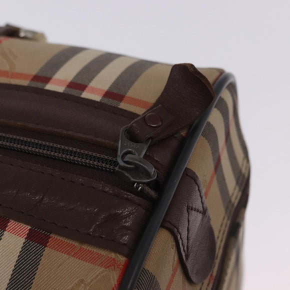 Burberrys Nova Check Boston Bag Canvas Beige Gold Auth 204367