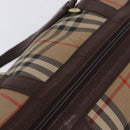 Burberrys Nova Check Boston Bag Canvas Beige Gold Auth 204367-10