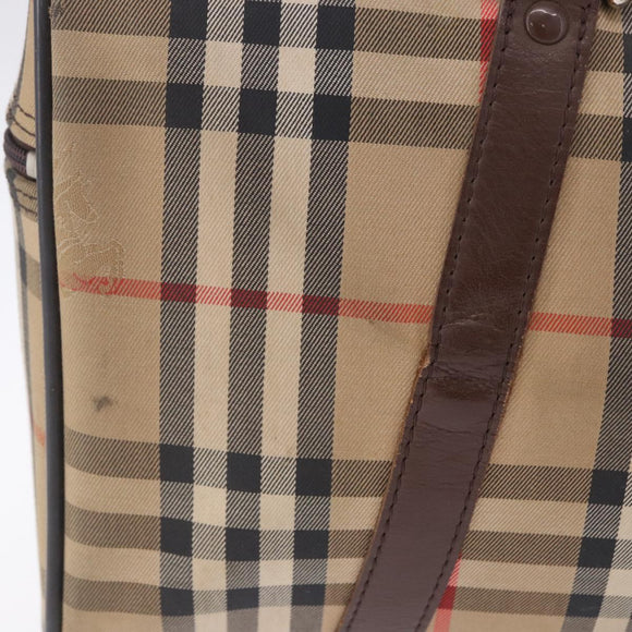 Burberrys Nova Check Boston Bag Canvas Beige Gold Auth 204367